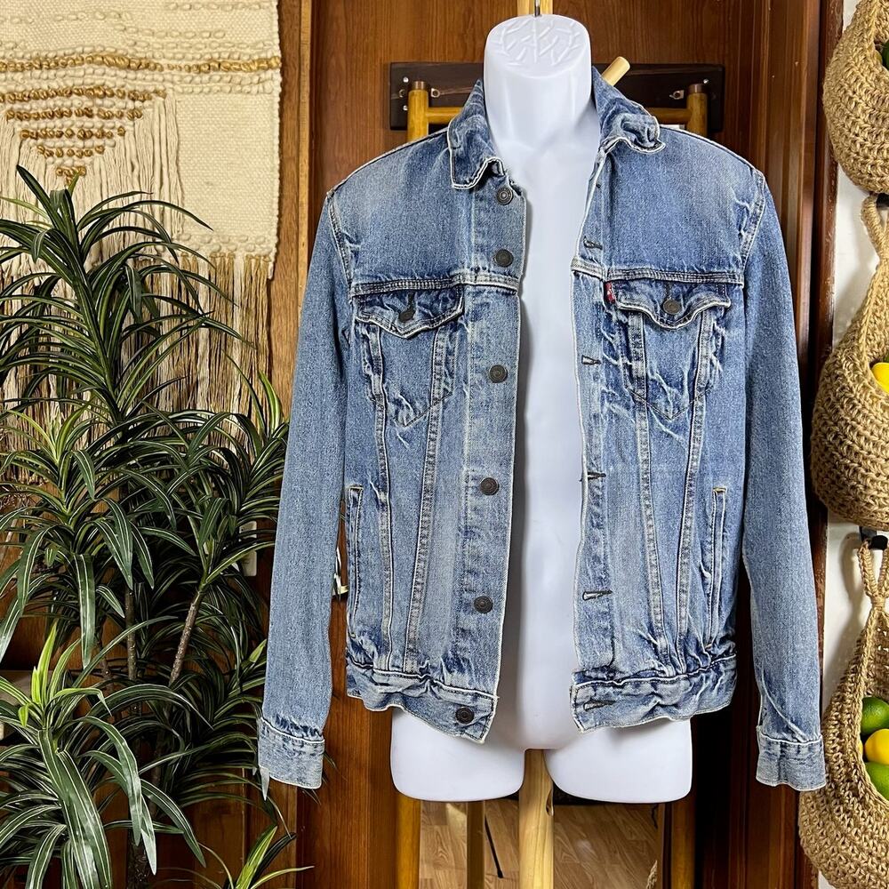 Levis Denim Trucker Jacket Womens Small Blue 72334 Button Front Blue Jean Jacket